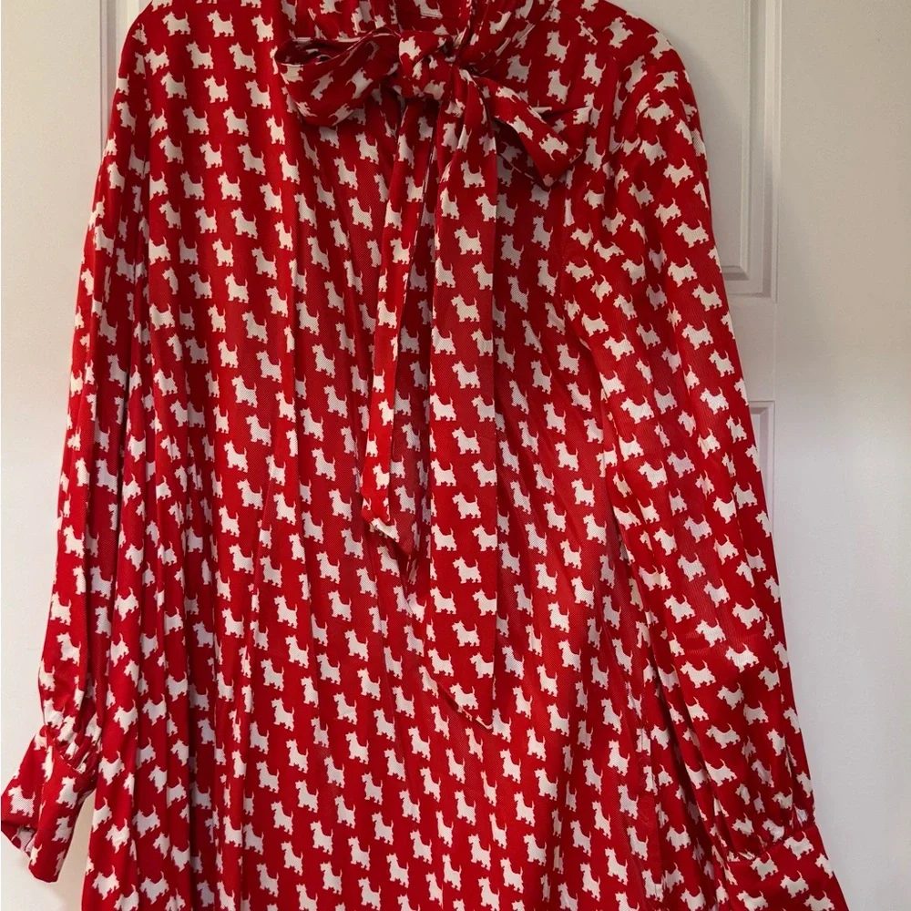Maeve “The Caroline” Red Dress with White Dog Pattern from Anthropologie - Picture 2 of 3
